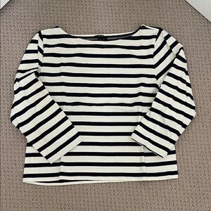 J. Crew Navy and White Striped 3/4 length Sleeve Top